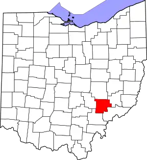 Map of Ohio highlighting Morgan County