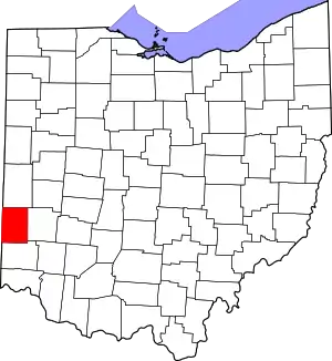 State map highlighting Preble County