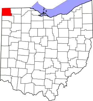 Map of Ohio highlighting Williams County