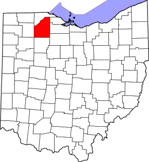 Map of Ohio highlighting Wood County