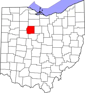 State map highlighting Wyandot County