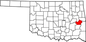 Map of Oklahoma highlighting Haskell County