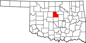 Map of Oklahoma highlighting Logan County