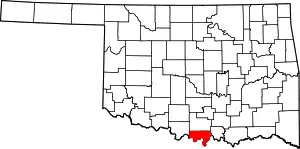 Map of Oklahoma highlighting Love County