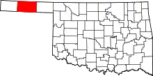 Map of Oklahoma highlighting Texas County