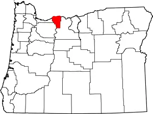 State map highlighting Hood River County