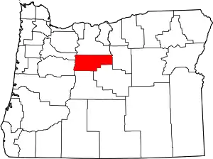 Map of Oregon highlighting Jefferson County