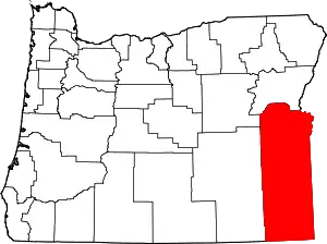 State map highlighting Malheur County