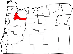 Map of Oregon highlighting Marion County