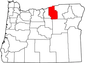 Map of Oregon highlighting Morrow County