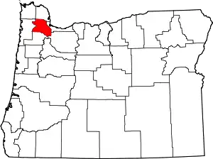 State map highlighting Washington County