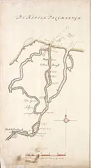 Map of Palembang in the 17th century