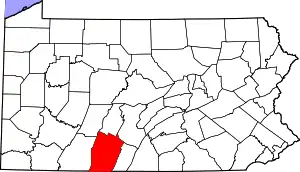 State map highlighting Bedford County