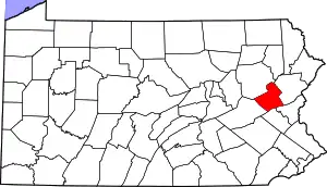 Location of Carbon County in Pennsylvania