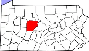 State map highlighting Clearfield County