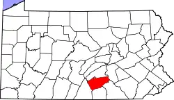 Map of Pennsylvania highlighting Cumberland County