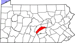 State map highlighting Juniata County