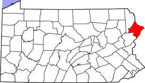 Map of Pennsylvania highlighting Pike County