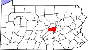 Map of Pennsylvania highlighting Snyder County