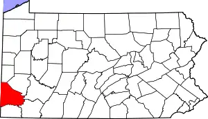 State map highlighting Washington County