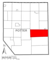 Map of Potter County, Pennsylvania highlighting West Branch Township