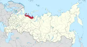 Map showing Nenetsia in Russia