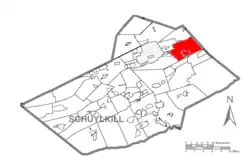 Map of Rush Township within Schuylkill County, Pennsylvania