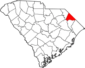 Map of South Carolina highlighting Dillon County