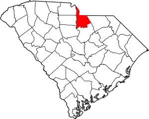 Map of South Carolina highlighting Lancaster County