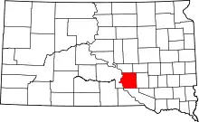 Map of South Dakota highlighting Brule County