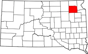 Map of South Dakota highlighting Day County