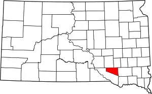 Map of South Dakota highlighting Douglas County