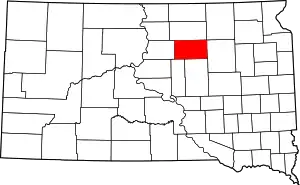 Map of South Dakota highlighting Faulk County