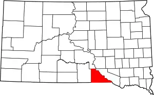 Map of South Dakota highlighting Gregory County