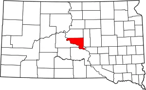 Map of South Dakota highlighting Hughes County