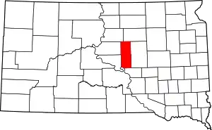 Map of South Dakota highlighting Hyde County