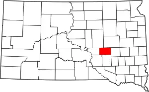 Map of South Dakota highlighting Jerauld County