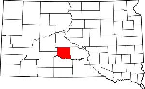 Map of South Dakota highlighting Jones County