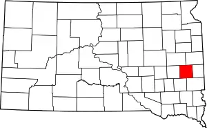 Map of South Dakota highlighting Lake County