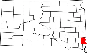 Map of South Dakota highlighting Lincoln County