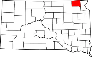 Map of South Dakota highlighting Marshall County