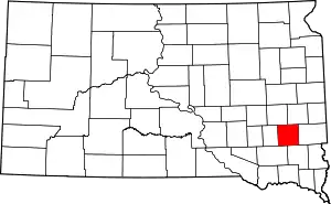 Map of South Dakota highlighting McCook County