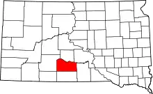 Map of South Dakota highlighting Mellette County