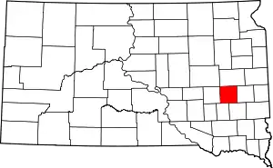 Map of South Dakota highlighting Miner County