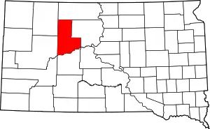 State map highlighting Ziebach County