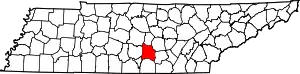 Map of Tennessee highlighting Coffee County