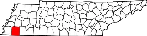 Map of Tennessee highlighting Fayette County