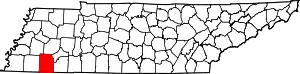 Map of Tennessee highlighting Hardeman County