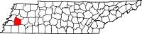 Map of Tennessee highlighting Haywood County