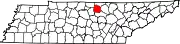 Map of Tennessee highlighting Jackson County